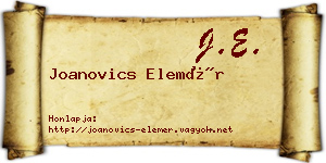 Joanovics Elemér névjegykártya