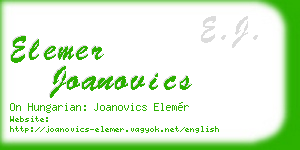 elemer joanovics business card